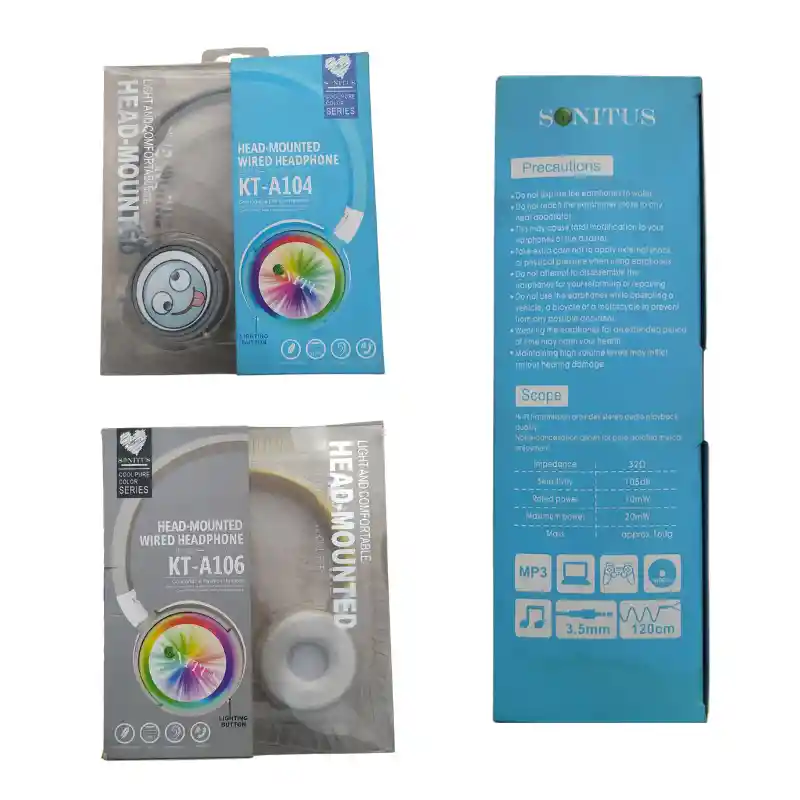 Auricular Diadema Niños Emoji Led Diseños Clases Virtuales