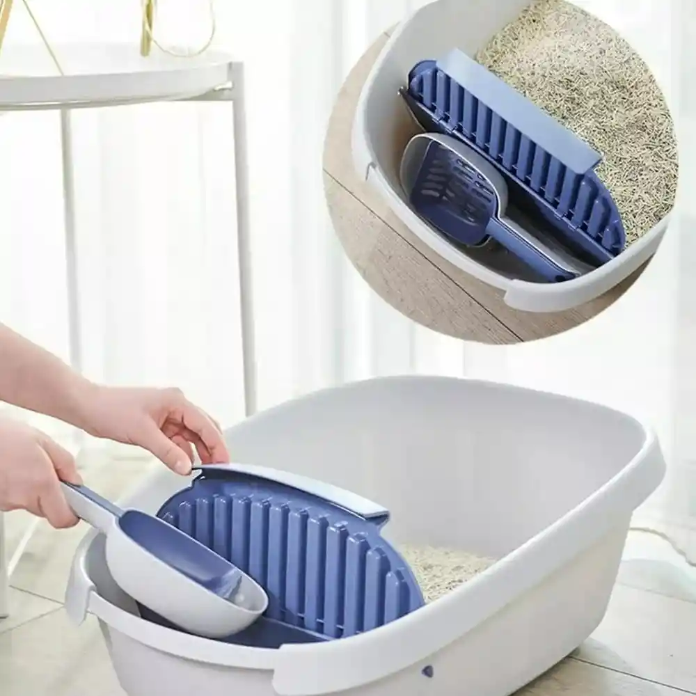 Caja De Arena Gris Para Gatos + Pala