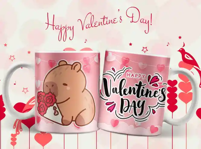 Mug San Valentin Capibara 11 Oz Ref. 6 X 1 Unidad