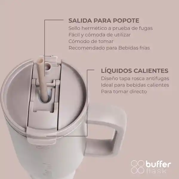 Termo Vaso Termico Con Pitillo 1,2 Lt Buffer Acero Inox