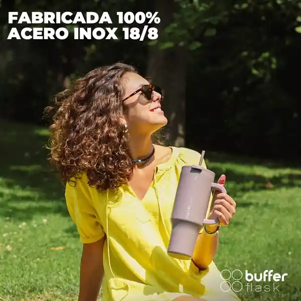 Termo Vaso Termico Con Pitillo 1,2 Lt Buffer Acero Inox