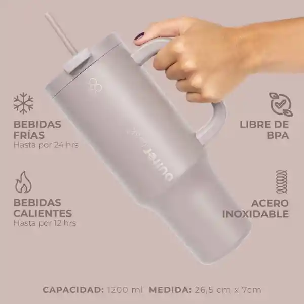 Termo Vaso Termico Con Pitillo 1,2 Lt Buffer Acero Inox