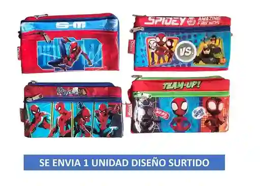 Cartuchera Para Niño 3 Bolsillos Spiderman Primavera.