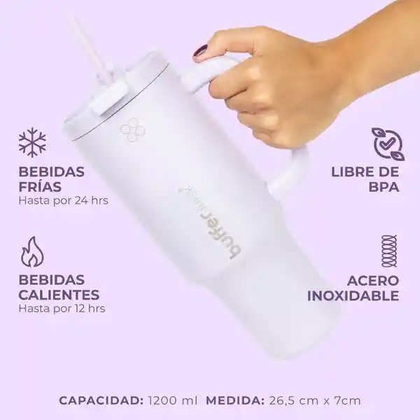 Termo Vaso Termico Con Pitillo 1,2 Lt Buffer Acero Inox