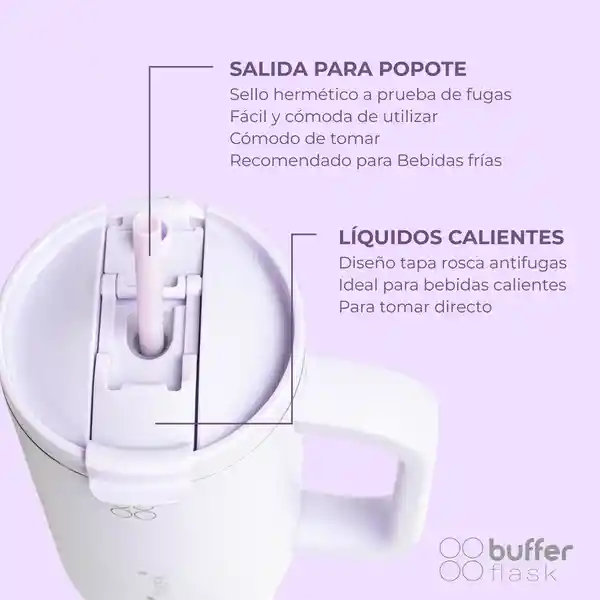 Termo Vaso Termico Con Pitillo 1,2 Lt Buffer Acero Inox