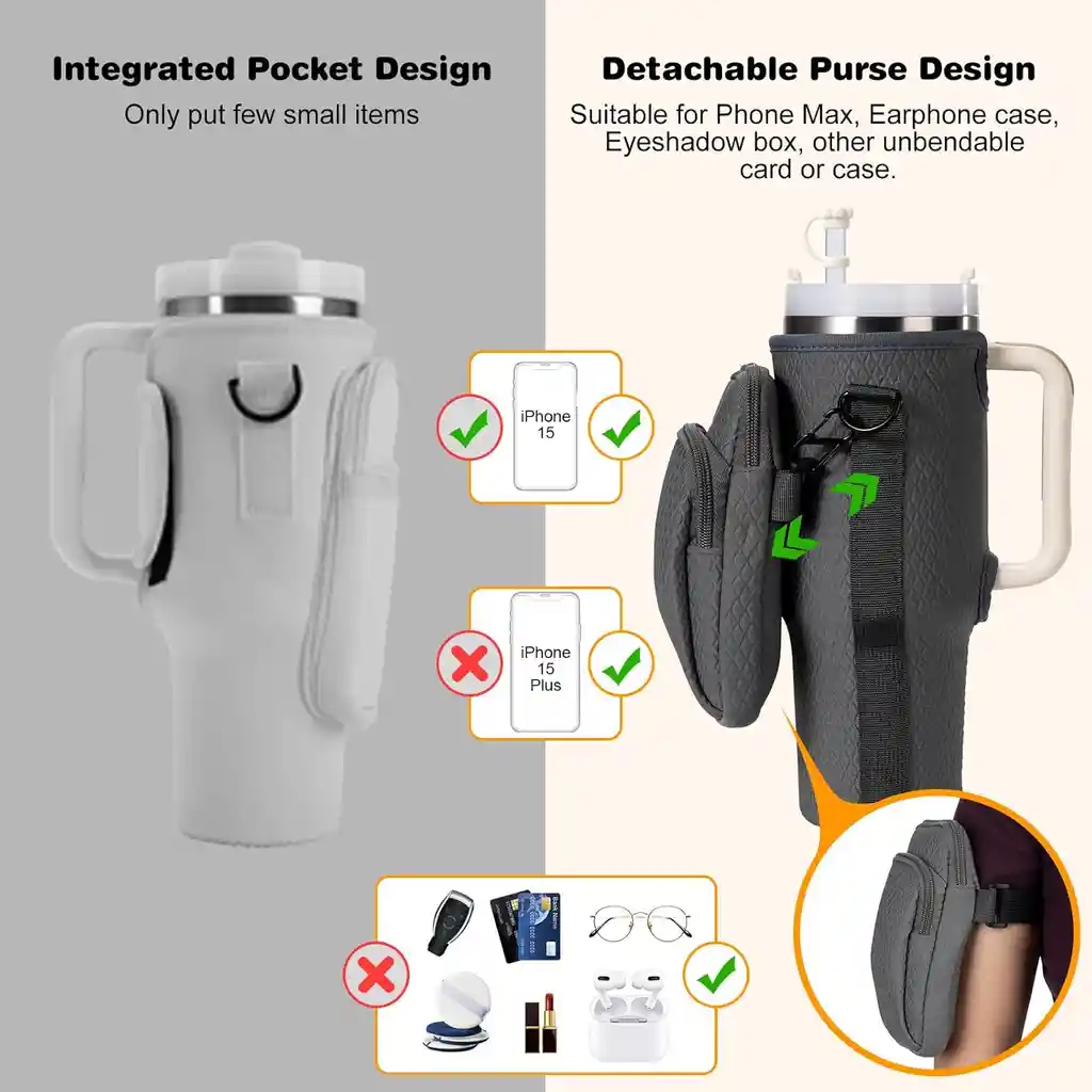 Bolso Funda Para Vaso Stanley + Accesorio De Pitillo Premium