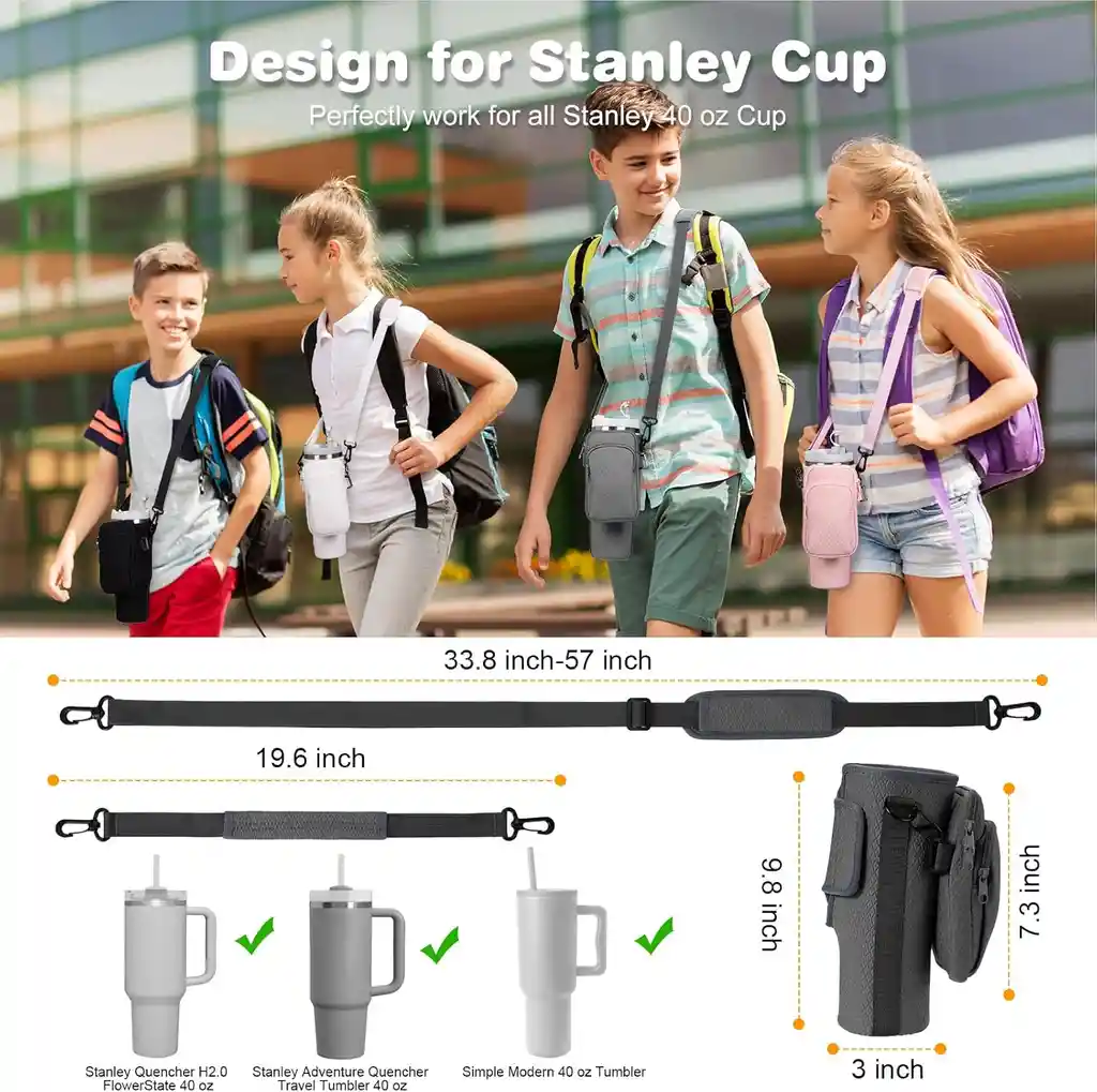 Bolso Funda Para Vaso Stanley + Accesorio De Pitillo Premium
