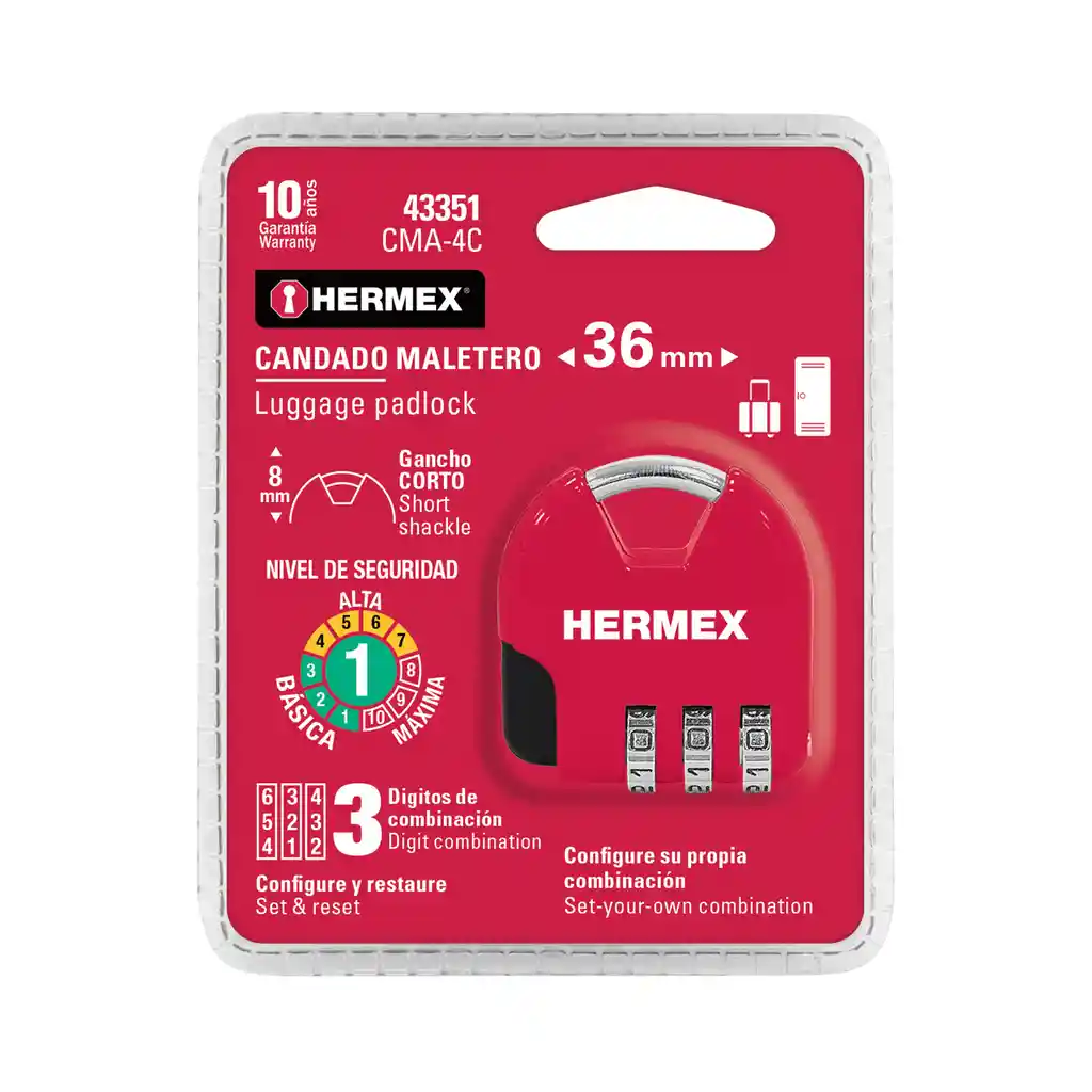 Candado Maletero De Combinación Hermex