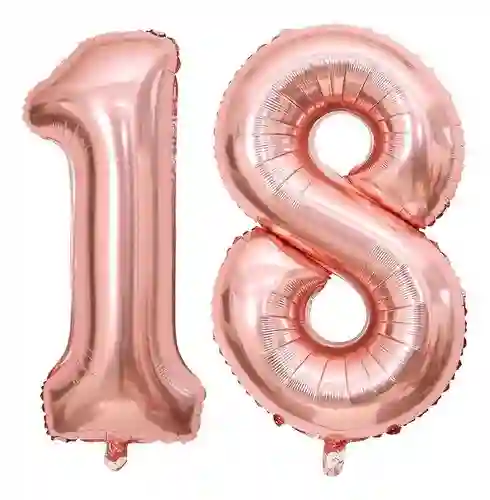 Globo Metalizado Numero Oro Rosa (18 Pulgadas) / 45cm X1unidad