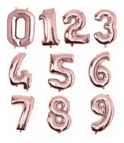 Globo Metalizado Numero Oro Rosa (18 Pulgadas) / 45cm X1unidad
