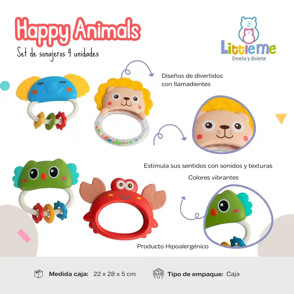 Set De Sonajeros Happy Animals Little Me
