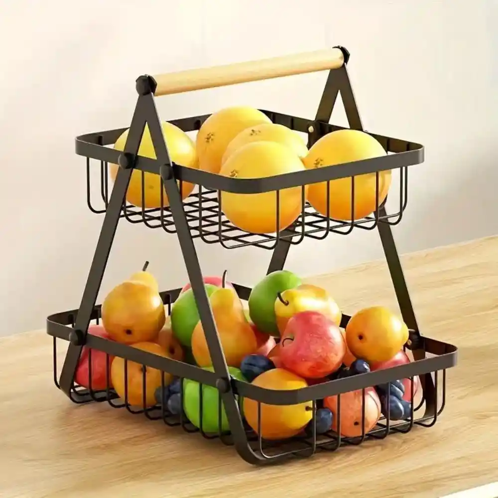 Estante Cesto Canasta Organizador De Frutas Y Verduras 2 Niveles