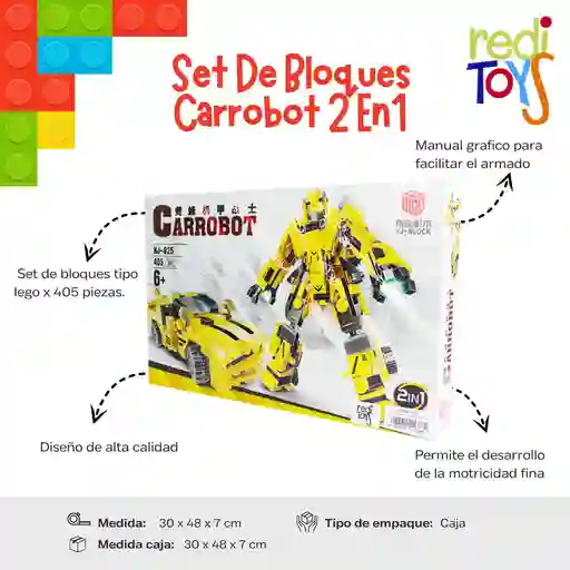 Set De Bloques Carrobot 2 En 1 Por 405 Pcs