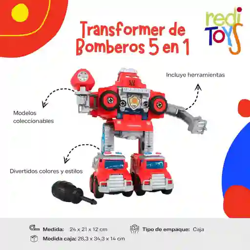 Transformer De Bomberos 5 En 1 Armable