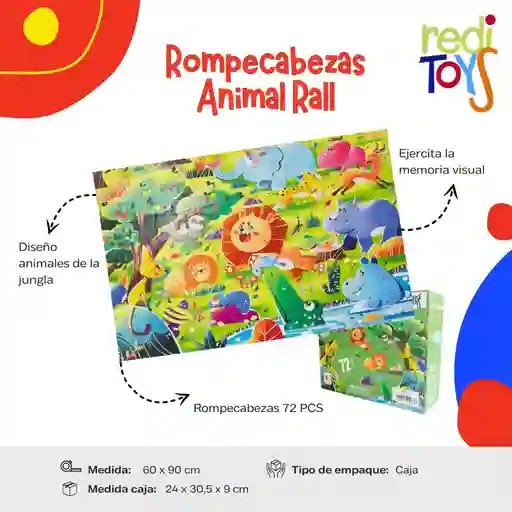 Rompecabezas Animal Rally De 72 Pcs