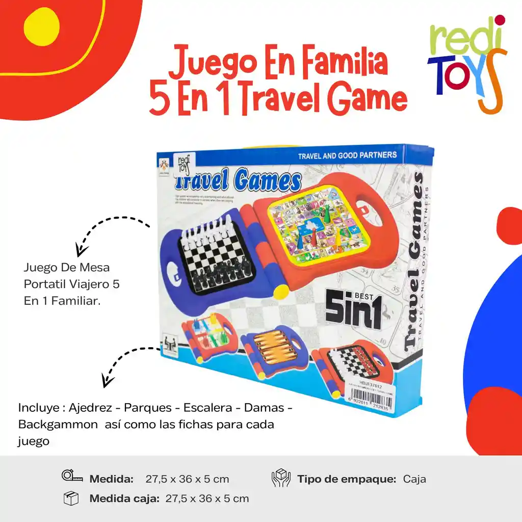 Juego En Familia 5 En 1 Travel Gam