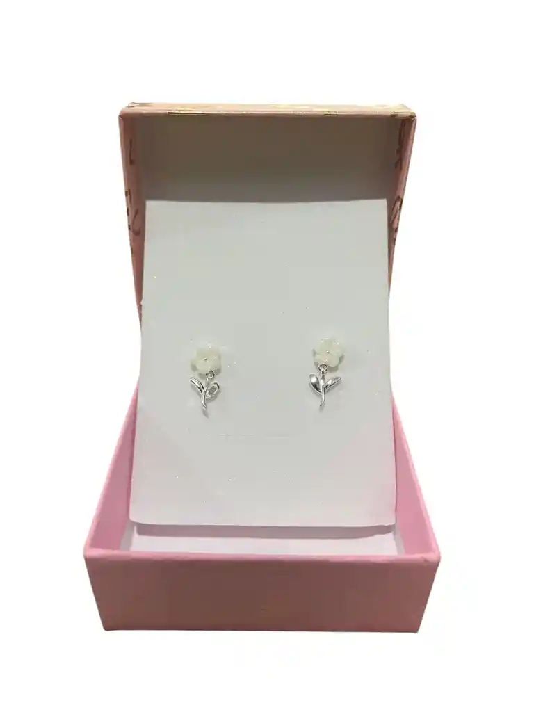 Par Aretes En Plata Con Diseño De Flores