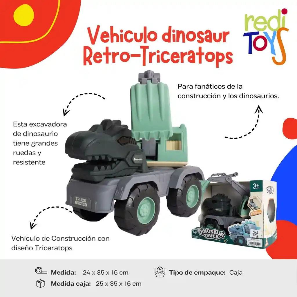 Vehiculo Dinosaur Retro Triceratops