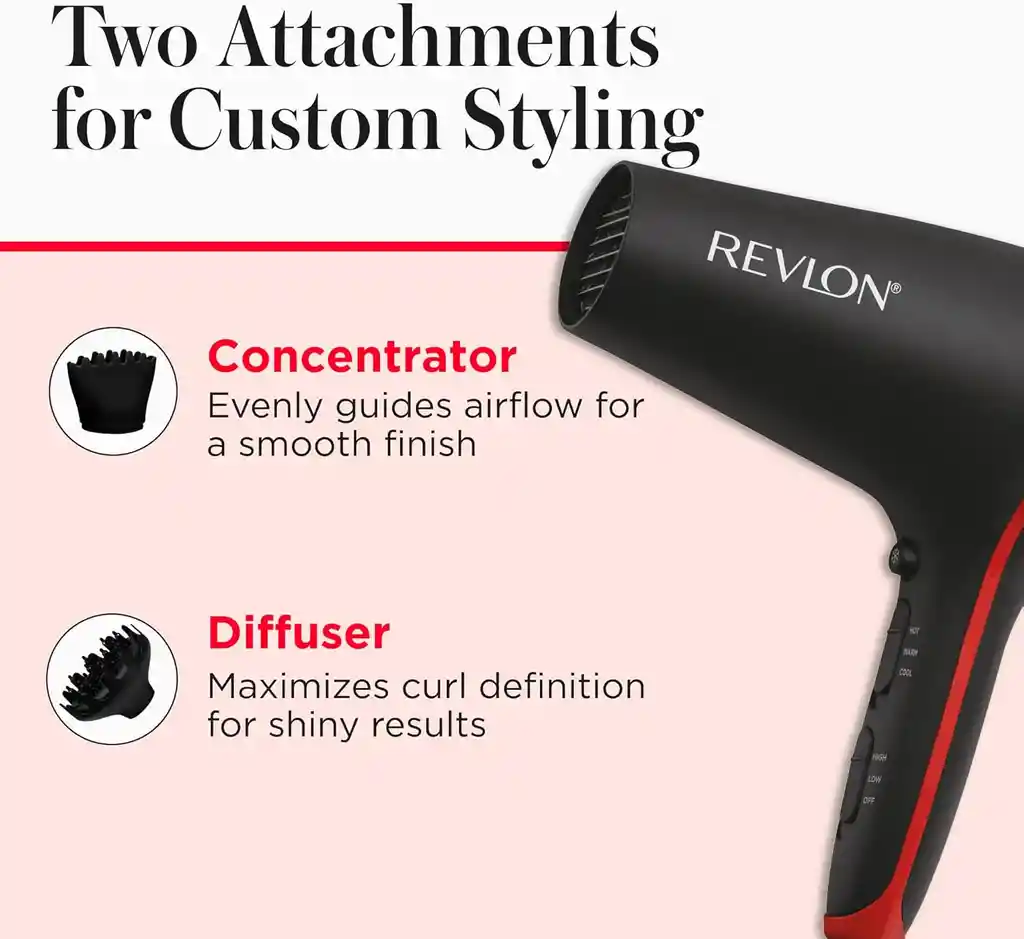 Secador Revlon Con Difusor Blower Cabello Profesional De Aceite De Coco