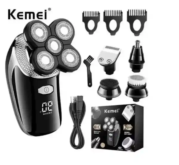 Maquina Afeitadora Kemei Recargable Rasurado Completo Cabeza Barba