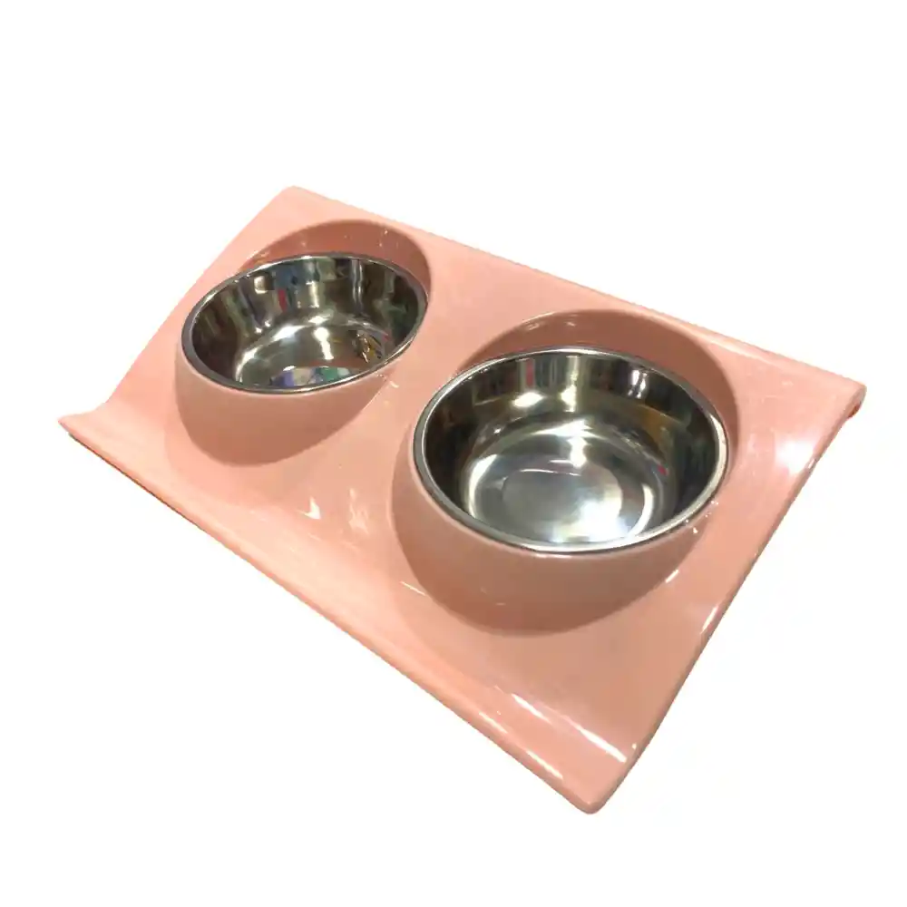 Plato Doble Elevado Para Mascotas