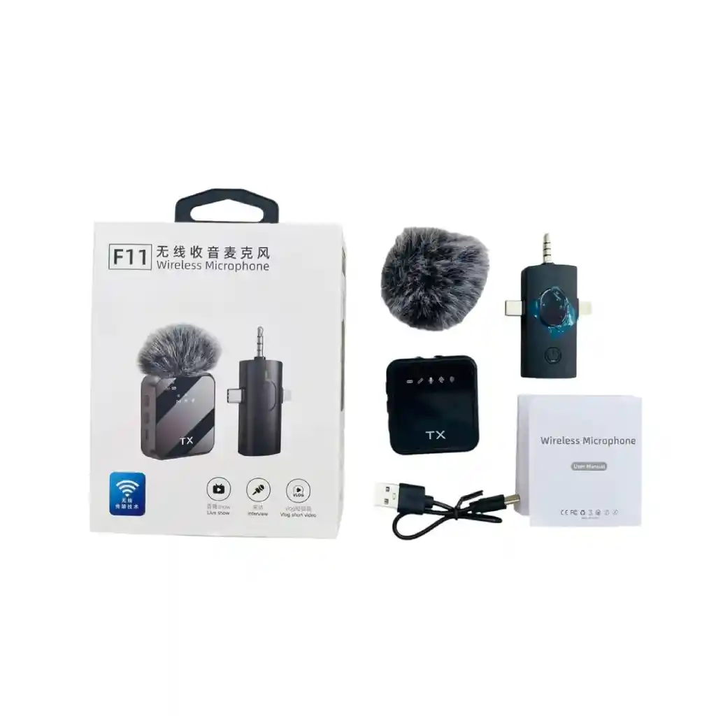 Microfono Jaltech F11 Inal Peludo 3en1