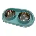Plato Doble De Acero Inoxidable Antideslizante