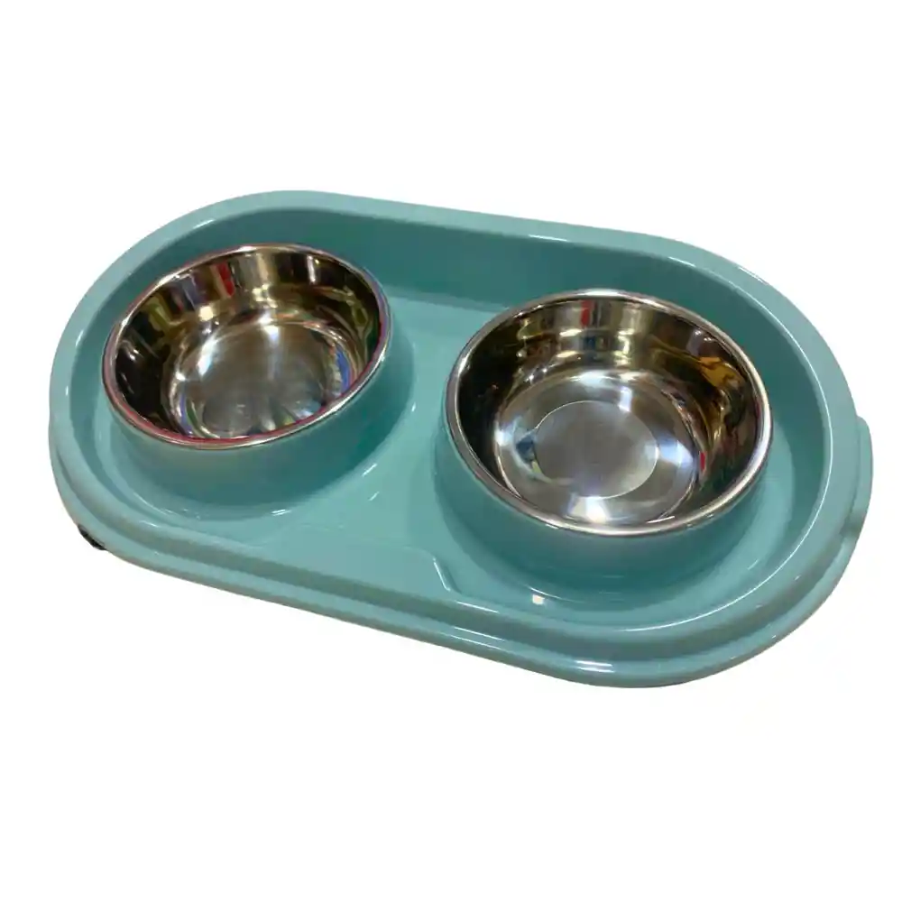 Plato Doble De Acero Inoxidable Antideslizante
