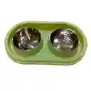Plato Doble De Acero Inoxidable Antideslizante