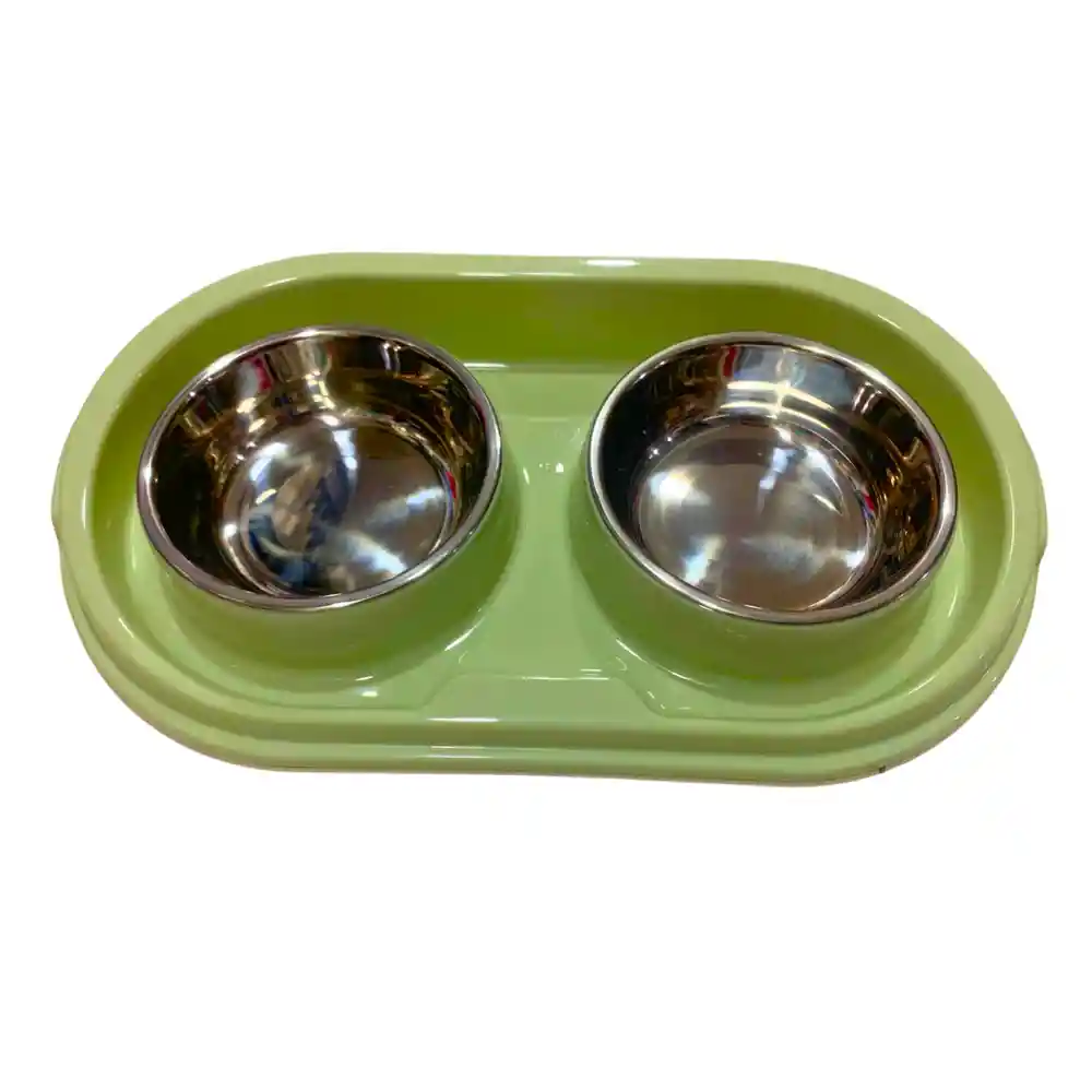 Plato Doble De Acero Inoxidable Antideslizante