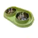 Plato Doble De Acero Inoxidable Antideslizante