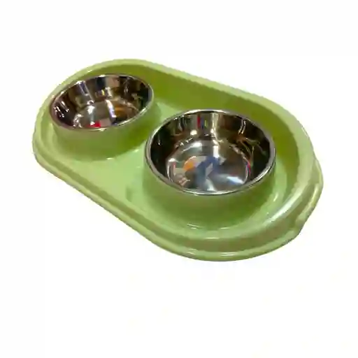 Plato Doble De Acero Inoxidable Antideslizante