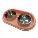 Plato Doble De Acero Inoxidable Antideslizante