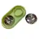 Plato Doble De Acero Inoxidable Antideslizante