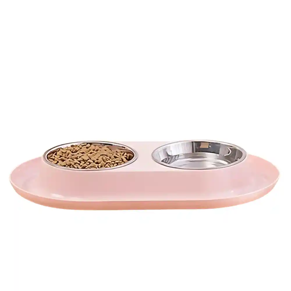Plato Doble De Acero Inoxidable Antideslizante