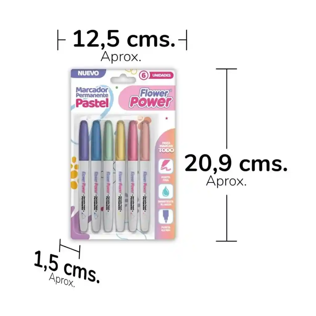 Marcador Primavera Punta Fina Flower Power Pastel *6