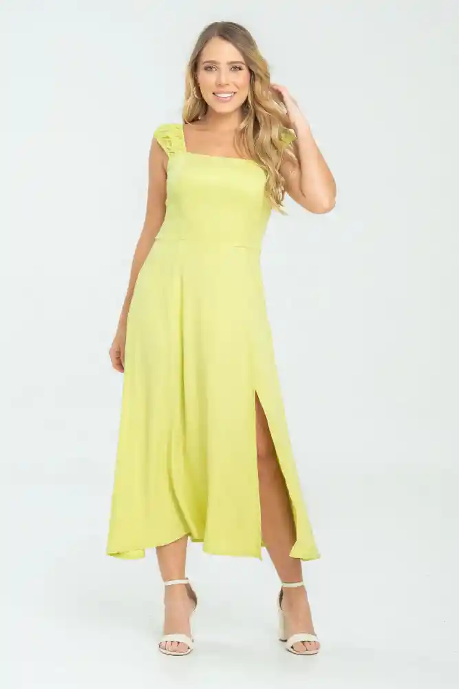 Vestido Midi Ophalk Color Verde Pistacho Talla Xs