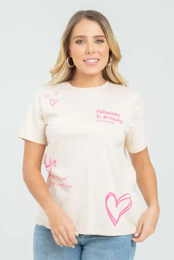 Camiseta Dreamer Color Beige Claro Talla L