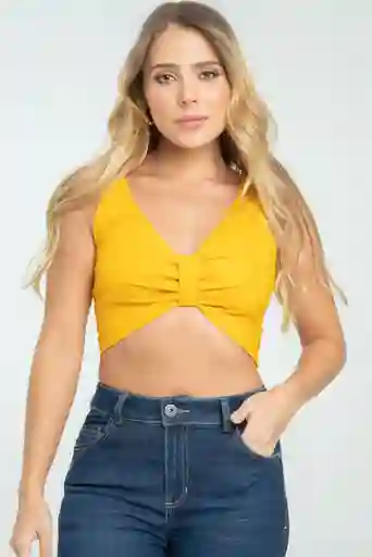 Crop Top Melrose Color Amarillo Oscuro Talla S