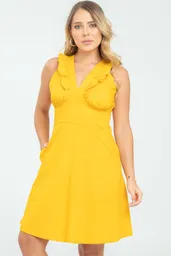Vestido Corto Zaynab Color Amarillo Oscuro Talla M