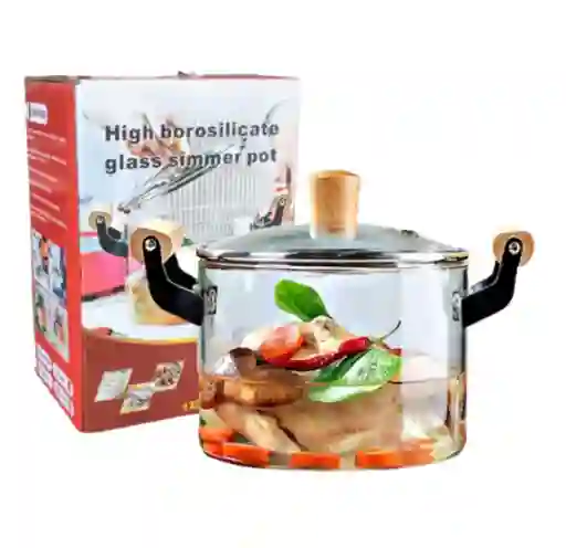 Olla De Vidrio Con Madera: Perfecta Para Cocinar Con Clase