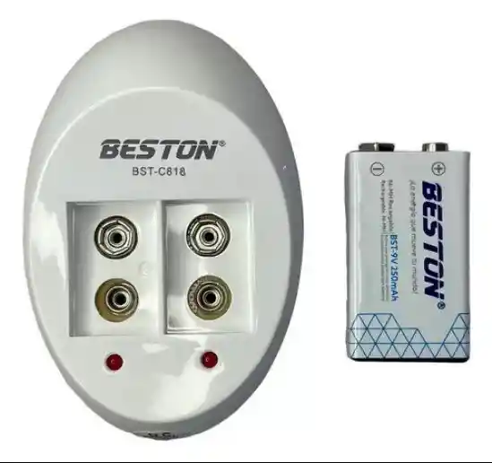 Cargador Bateria 2 Puertos Pila Cuadrada + 1 Batería 9 Voltios 250mah