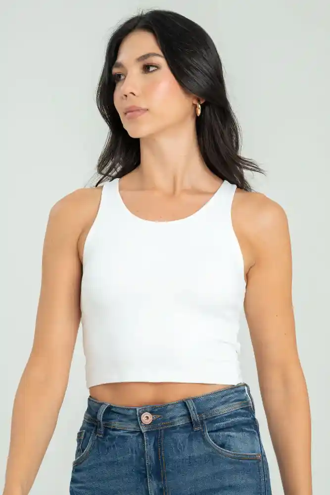Crop Top Leanha Color Blanco Crudo Talla Xs