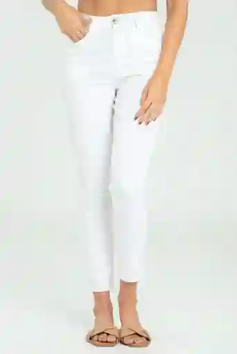 Pantalon Skinny 5 Bolsillos Color Blanco Crudo Talla 12