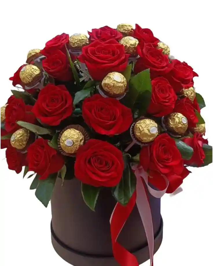 Caja Rosas Rojas Y Chocolates Para Tu Amor