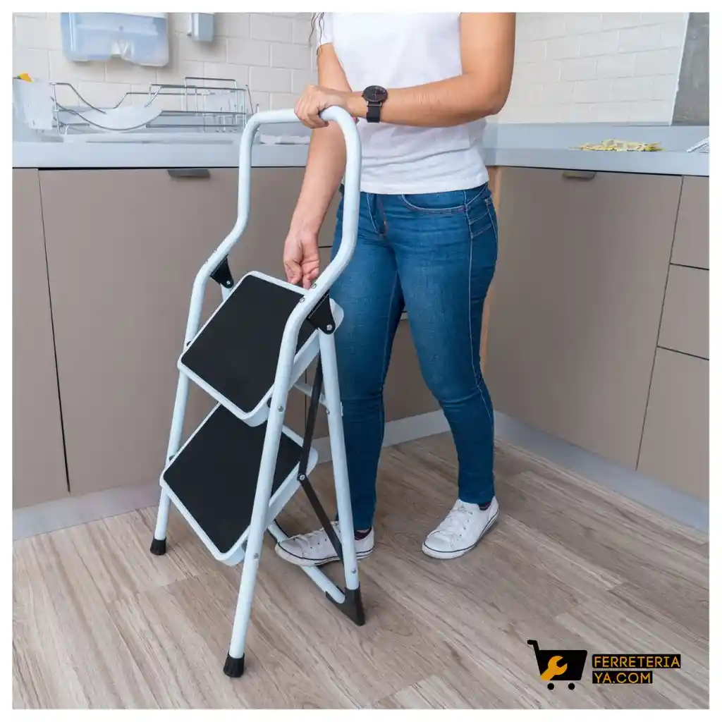 Escalera Tubular, Plegable, 2 Peldaños, Pretul 24118