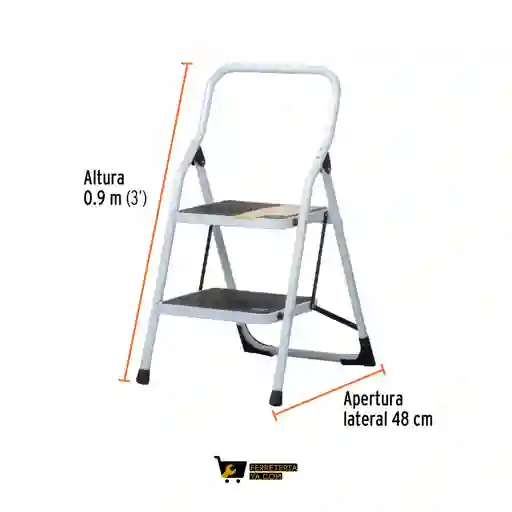Escalera Tubular, Plegable, 2 Peldaños, Pretul 24118