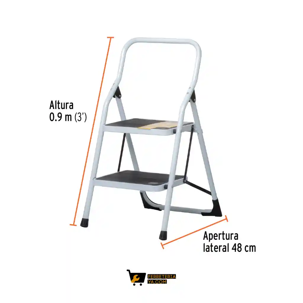 Escalera Tubular, Plegable, 2 Peldaños, Pretul 24118