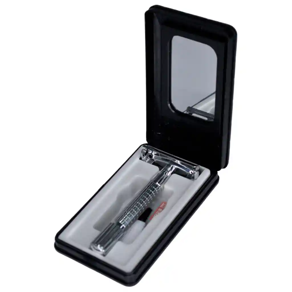 Máquina De Afeitar Clásica Estuche +60 Cuchillas Tradicional Negro