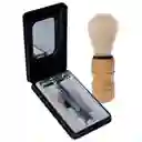 Kit Máquina De Afeitar Clásica Tradicional + Estuche + Brocha Negro
